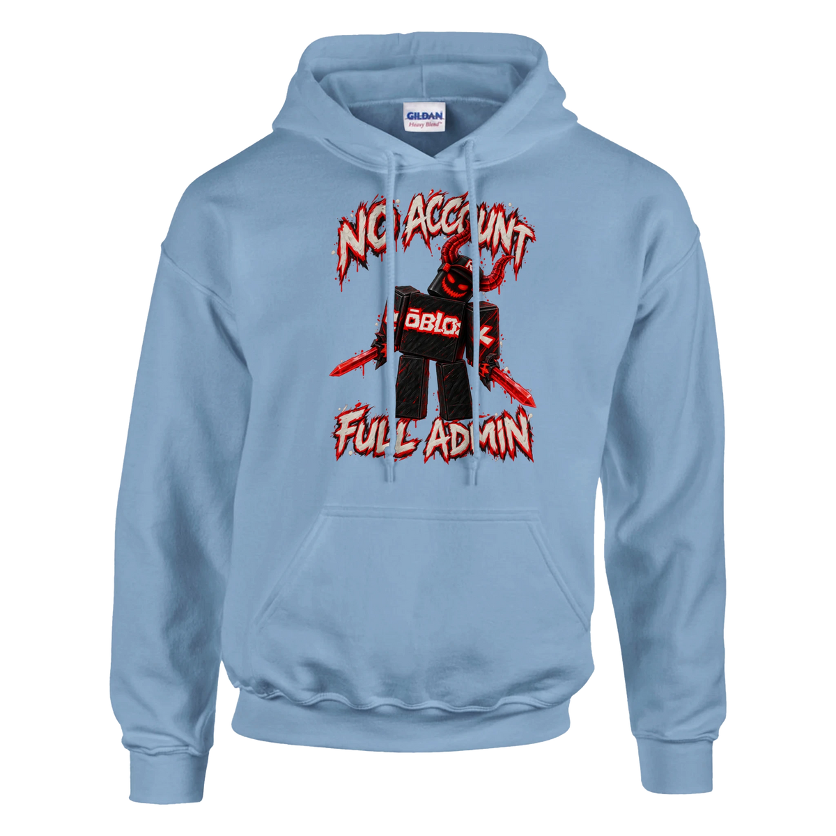 Guest 666 print on a light blue pullover hoodie, front view