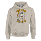 Job Job Job Sahur print on a sand pullover hoodie, front view