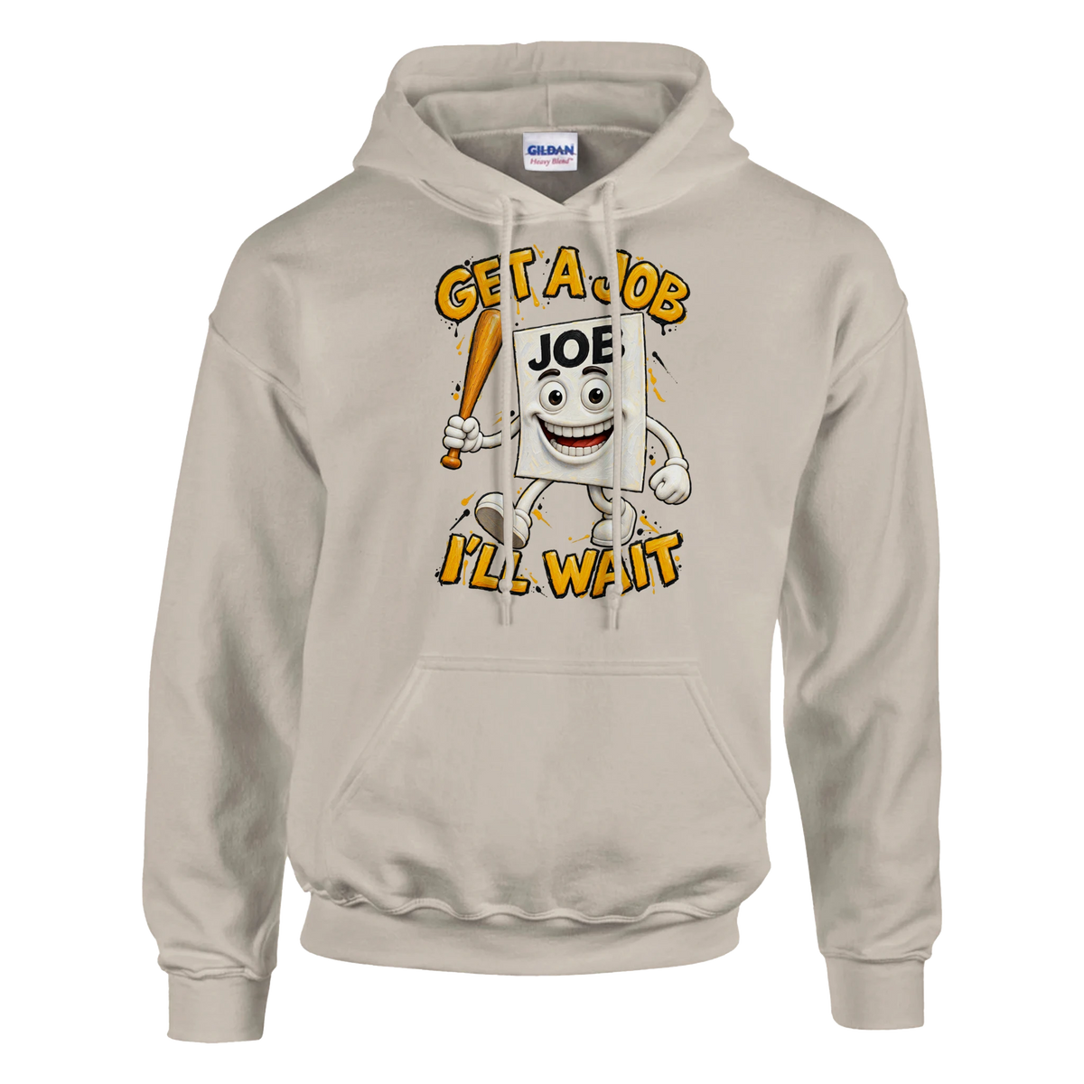Job Job Job Sahur print on a sand pullover hoodie, front view