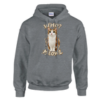 Meowl print on a sport grey pullover hoodie, front view