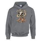 La Vaca Saturno Saturnita print on a sport grey pullover hoodie, front view