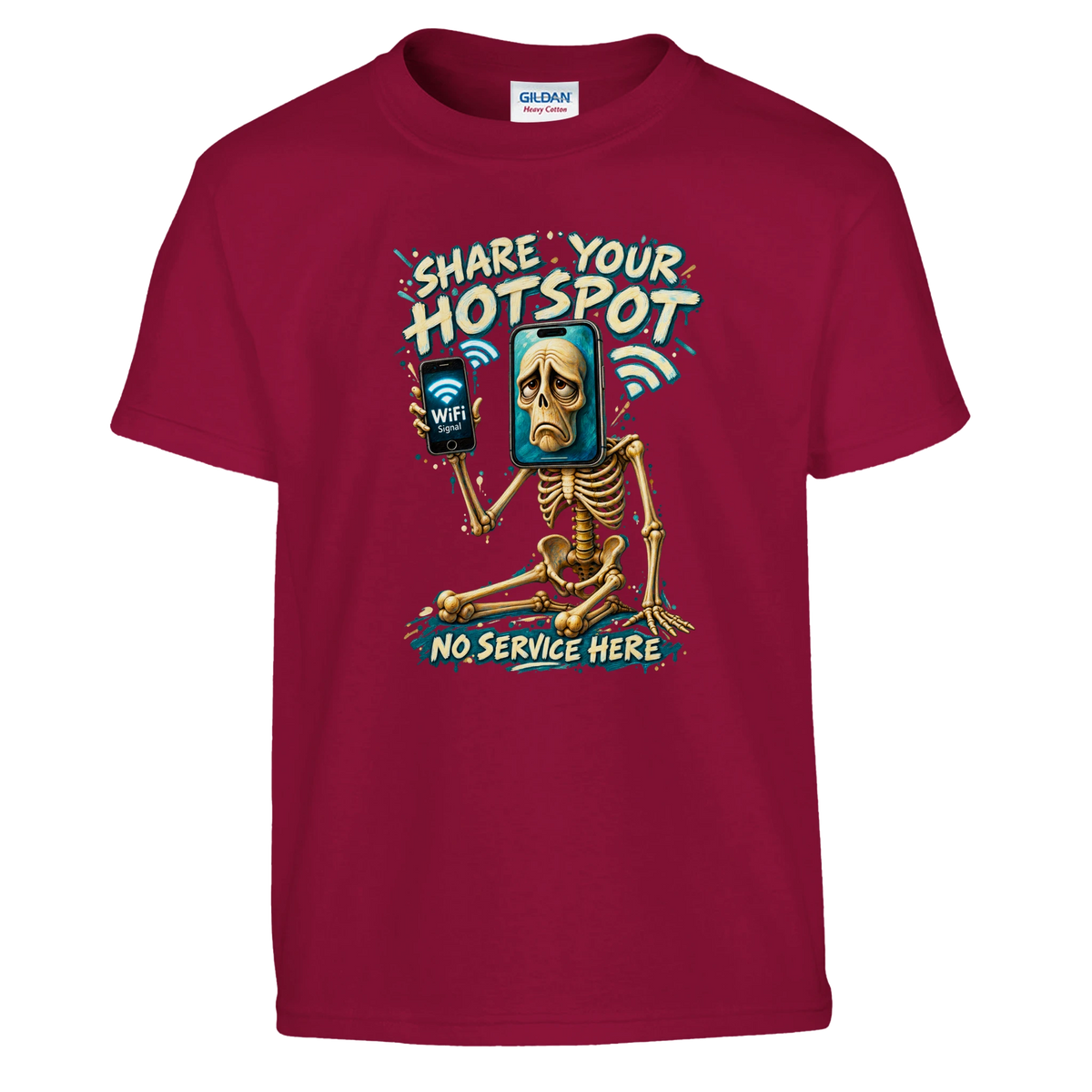 Pot Hotspot print on a cardinal red kids t-shirt, front view