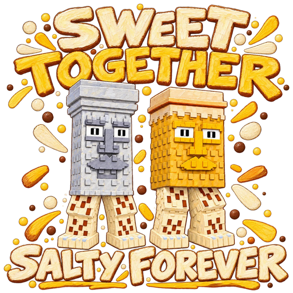 Garama and Madundung, the salt and honey brainrot characters standing side by side, with the words Sweet together. Salty forever.