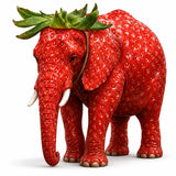 Strawberry Elephant, the brainrot elephant with strawberry skin and a crown of green leaves