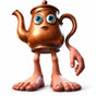 Ta Ta Ta Sahur, the brainrot copper teapot standing on two long bare legs