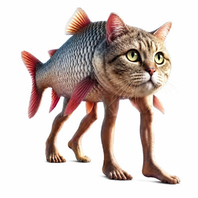 Trulimero Trulichina, the cat fish brainrot character with a cat head on a fish body