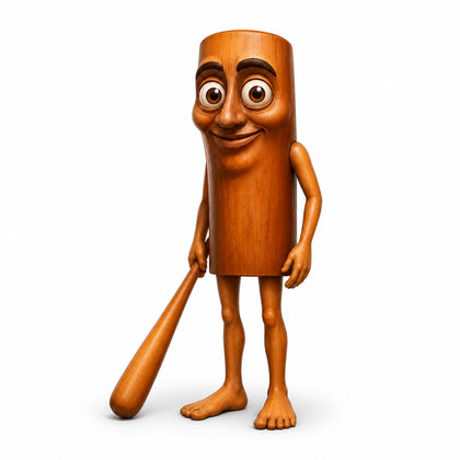 Tung Tung Tung Sahur character artwork, a wooden figure holding a bat
